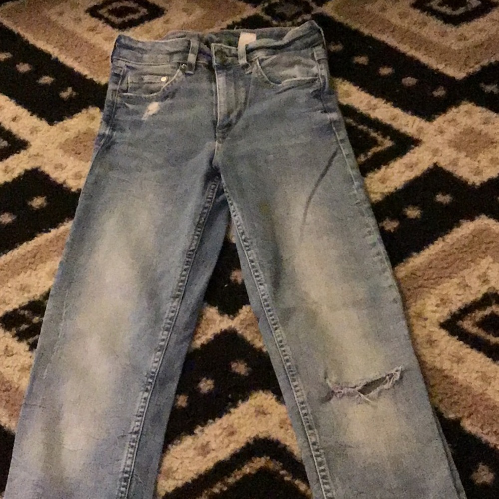 slim ankle high waisted blue jeans